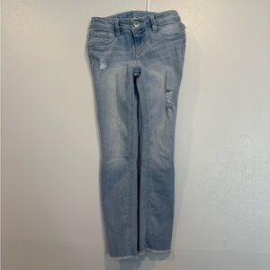 Blue Straight Leg Jeans with Faded Design